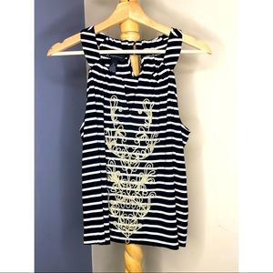 Super cute striped embellished tank by INC size 1x